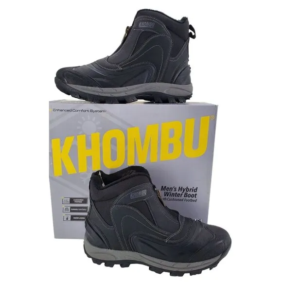 KHOMBU Boots Men's 9 Mason Outdoor Waterproof Rugged Slip-on Zipper Front Shoes