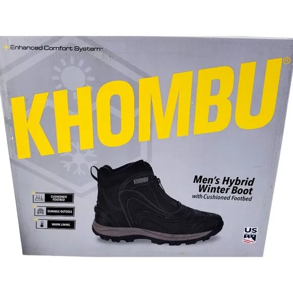 KHOMBU Boots Men's 9 Mason Outdoor Waterproof Rugged Slip-on Zipper Front Shoes