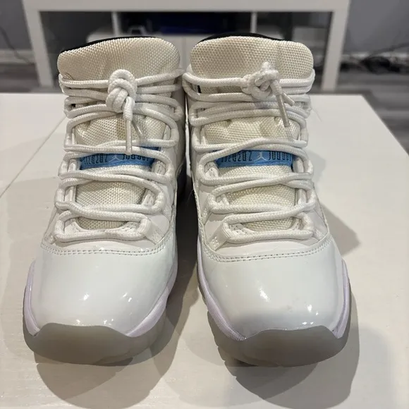Kids White and Blue Jordan Sneakers