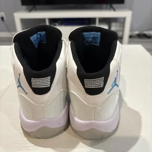 Kids White and Blue Jordan Sneakers