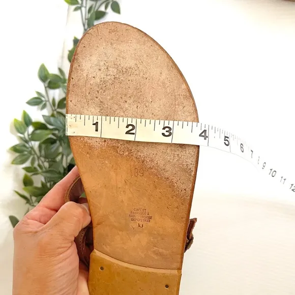 K.Jacques Barigoule leather sandal two wide bands natural honey tan 8.5
