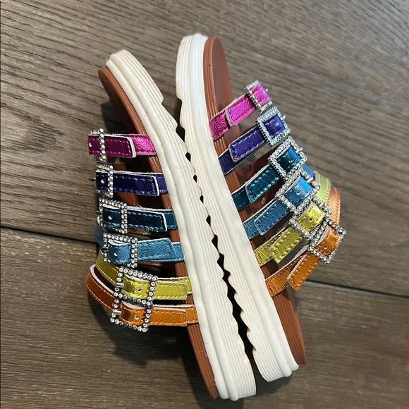 Kurt Geiger Blue and Purple Sandals with Multiple Straps
