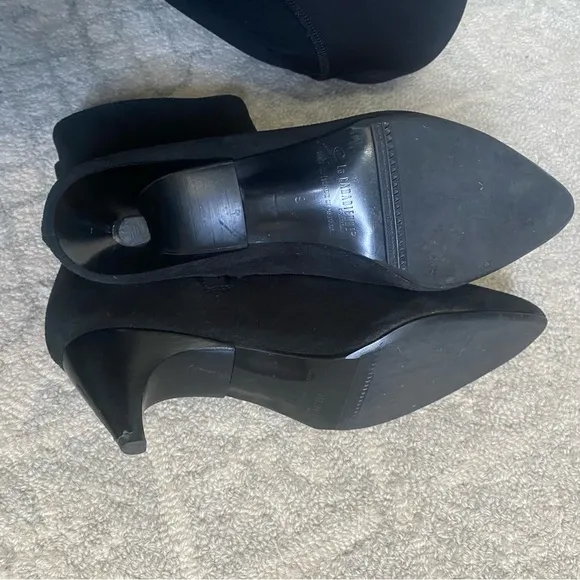 La CANADIENNE black suede pointed steel stiletto