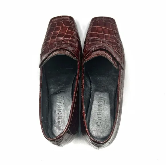 La Canadienne  Croc-Embossed Patent Leather LoafersSz 6.5