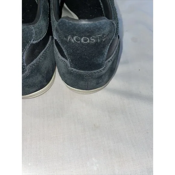Lacoste Casual Sneakers Mens Size 13 M Black Leather Lace Up Fashion Shoes