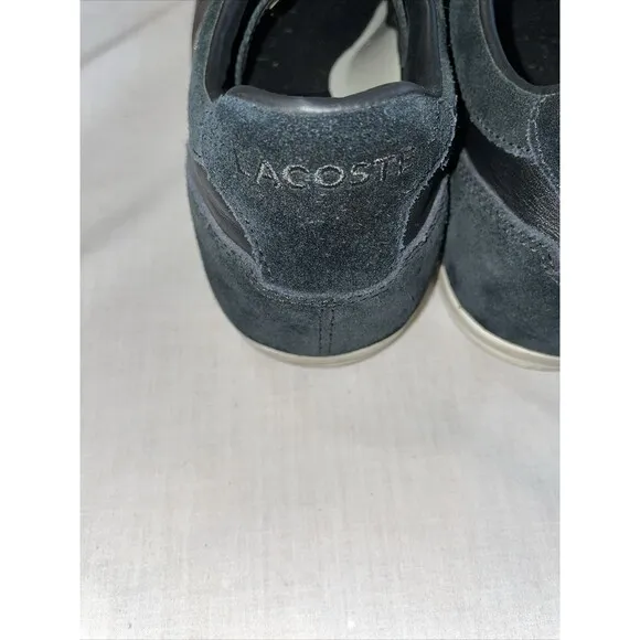 Lacoste Casual Sneakers Mens Size 13 M Black Leather Lace Up Fashion Shoes