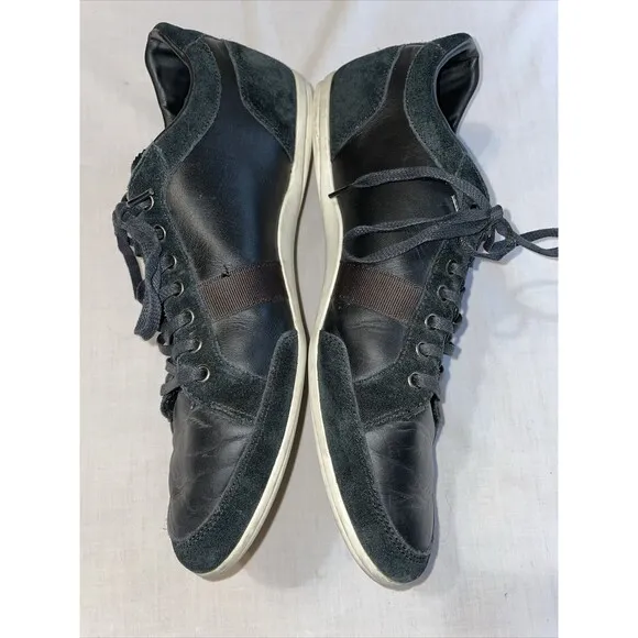 Lacoste Casual Sneakers Mens Size 13 M Black Leather Lace Up Fashion Shoes