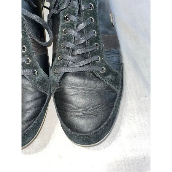 Lacoste Casual Sneakers Mens Size 13 M Black Leather Lace Up Fashion Shoes