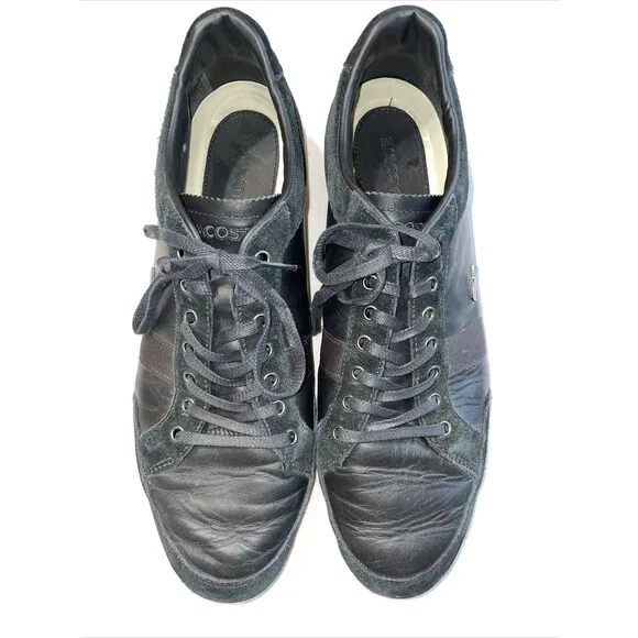 Lacoste Casual Sneakers Mens Size 13 M Black Leather Lace Up Fashion Shoes
