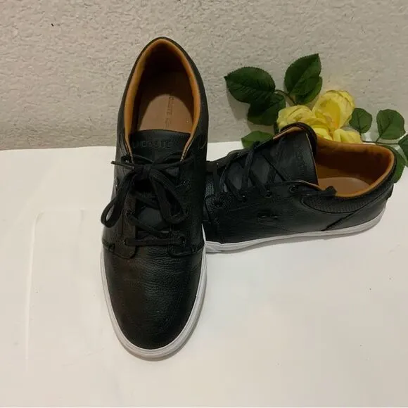 Lacoste Men’s Bayliss Vulc PRM Low Top Lace Up Fashion Sneakers Black Size 11.5