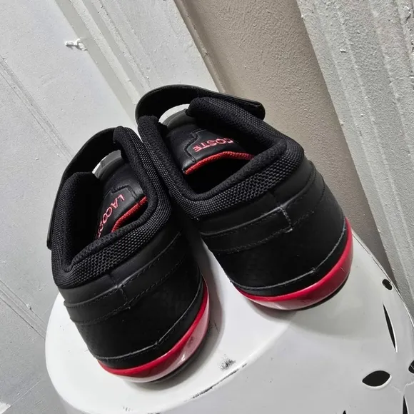 Lacoste Protect Crt Low Top Black Red Fashion Sneaker Men's Size 10