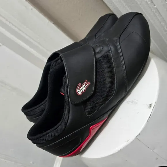 Lacoste Protect Crt Low Top Black Red Fashion Sneaker Men's Size 10