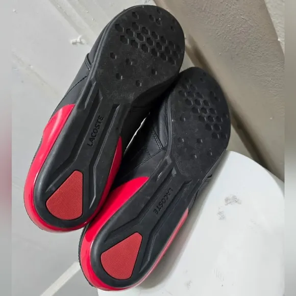 Lacoste Protect Crt Low Top Black Red Fashion Sneaker Men's Size 10