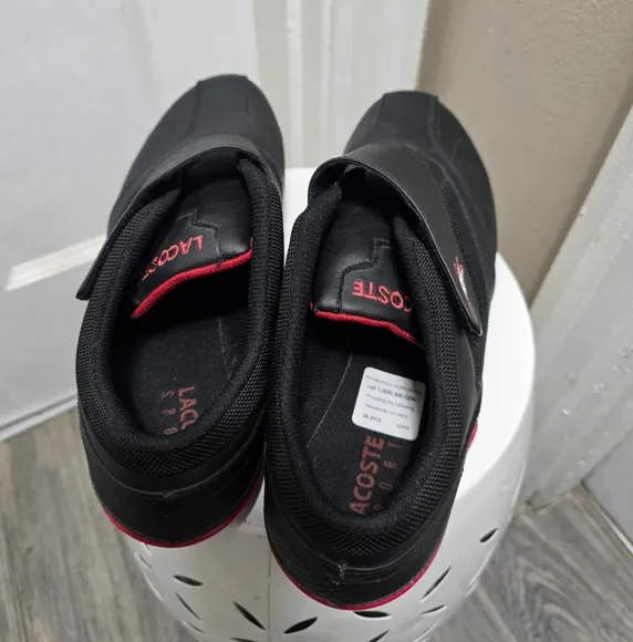 Lacoste Protect Crt Low Top Black Red Fashion Sneaker Men's Size 10