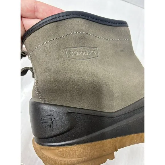 LaCrosse Boots Mens 13 Aero Timber Top Slip-On 6” Gray/Black Leather Rubber EUC