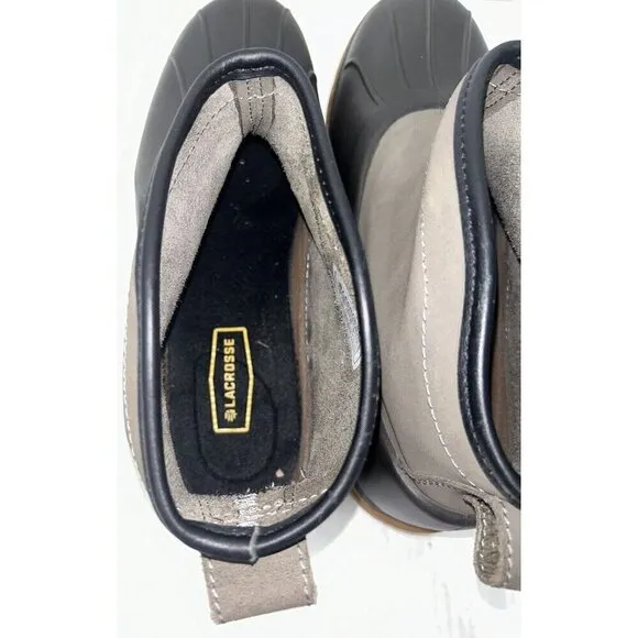 LaCrosse Boots Mens 13 Aero Timber Top Slip-On 6” Gray/Black Leather Rubber EUC