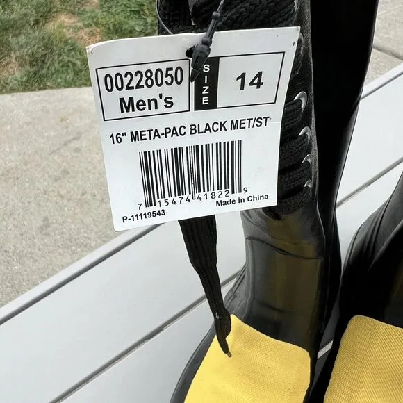 Lacrosse Meta Pac Mens Black Rubber 16in MetG ST Work Boots Size 14 NWT