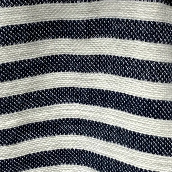 Lafayette 148 New York Cotton-Blend Navy &amp; Cream Striped Zip-Front Jacket Large