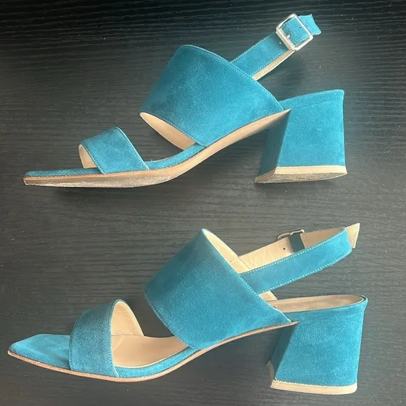 LAFAYETTE 148 New York High City Sandal Blue Suede Size 7.5