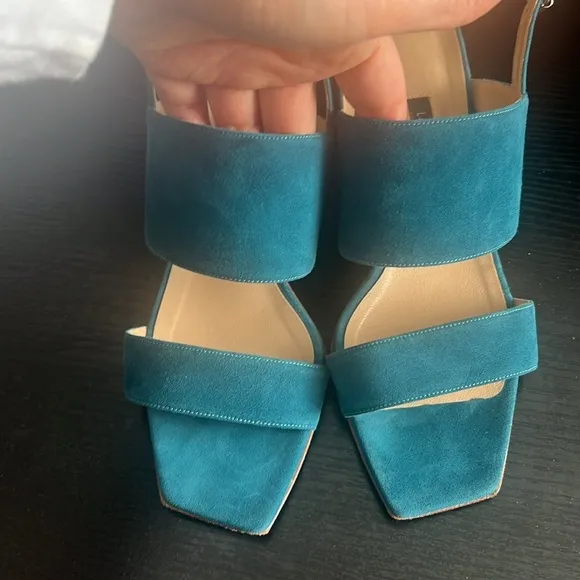 LAFAYETTE 148 New York High City Sandal Blue Suede Size 7.5