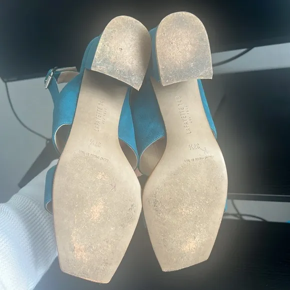 LAFAYETTE 148 New York High City Sandal Blue Suede Size 7.5