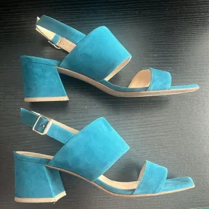 LAFAYETTE 148 New York High City Sandal Blue Suede Size 7.5