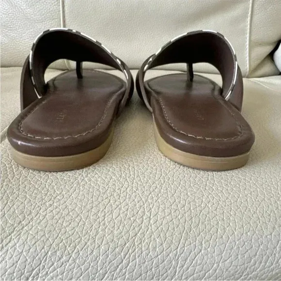 Lafayette 148 NY slides/sandals brown with zebra print women’s Sz:7
