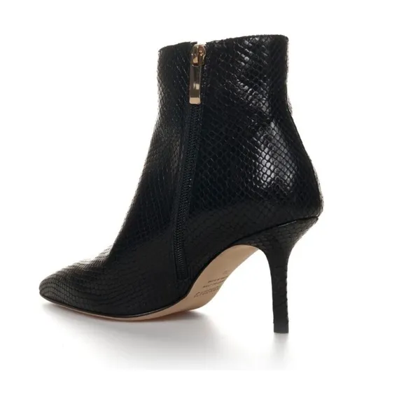 L'Agence Aimee Bootie Suede Booties in Black Snake Ankle Boots Size 36.5 US 6.5