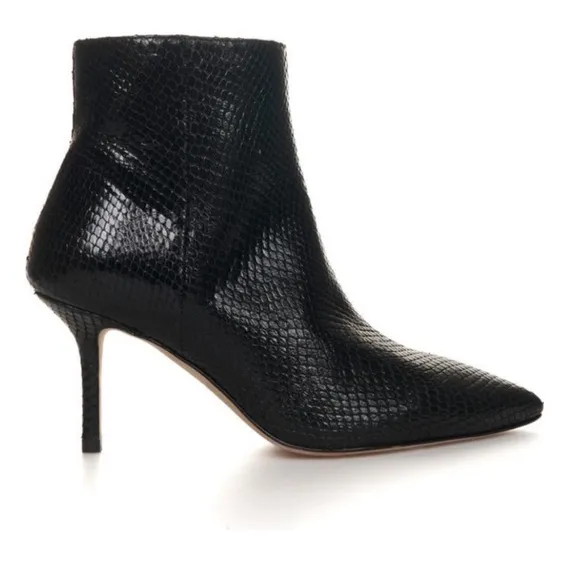 L'Agence Aimee Bootie Suede Booties in Black Snake Ankle Boots Size 36.5 US 6.5