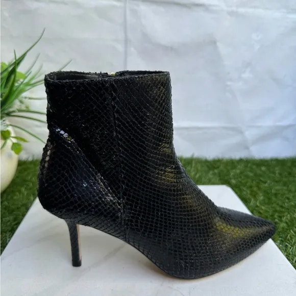 L'Agence Aimee Bootie Suede Booties in Black Snake Ankle Boots Size 36.5 US 6.5