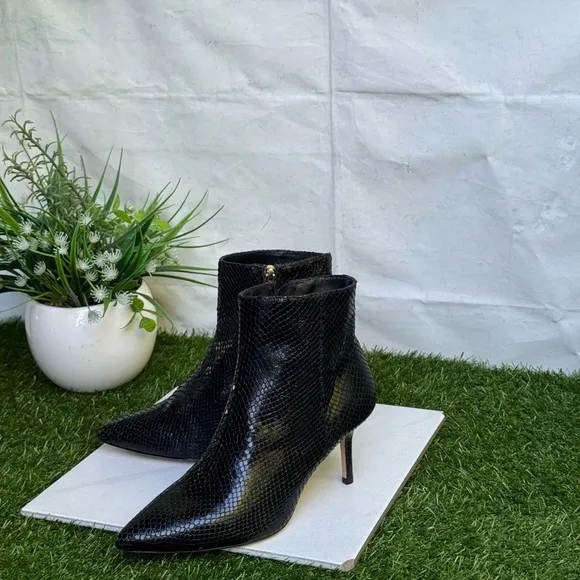 L'Agence Aimee Bootie Suede Booties in Black Snake Ankle Boots Size 36.5 US 6.5