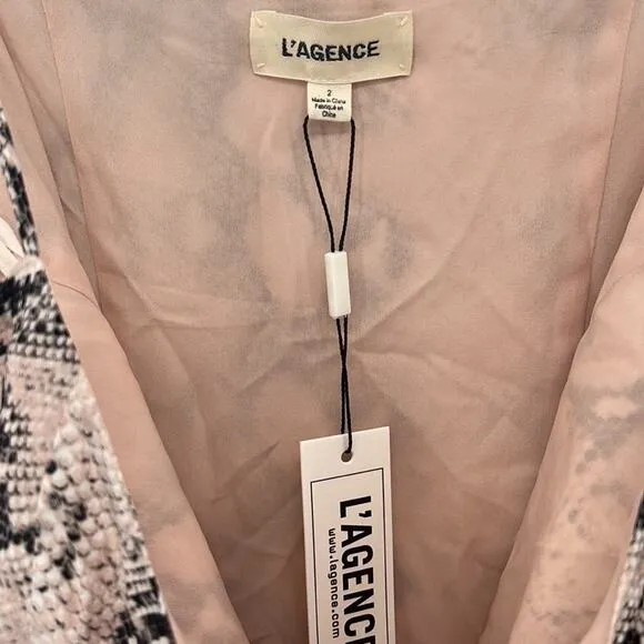 L'AGENCE Romee Silk Maxi Dress - Pink Snake - 2 - New with tags
