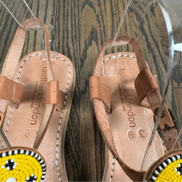 Laidback London Isko Flat Leather Beaded Sandals size 39/9