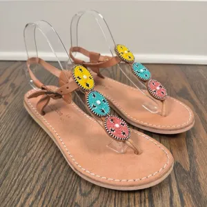 Laidback London Isko Flat Leather Beaded Sandals size 39/9