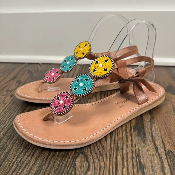 Laidback London Isko Flat Leather Beaded Sandals size 39/9