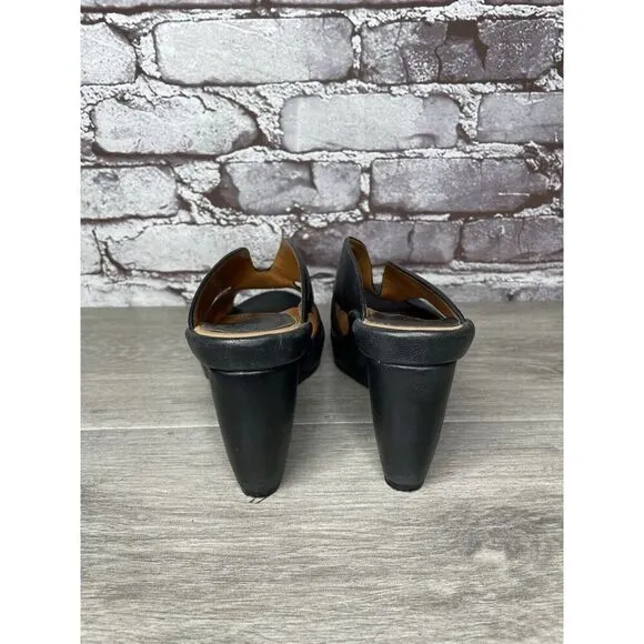 L'Amour Des Pieds Black Leather Strappy Wedge Open Toe Sandals Women 7M US/38EU