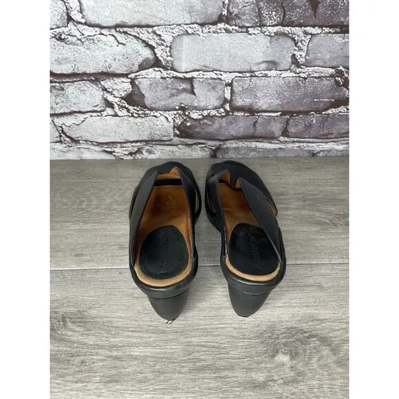 L'Amour Des Pieds Black Leather Strappy Wedge Open Toe Sandals Women 7M US/38EU