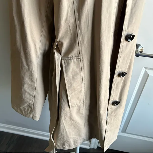 Lands' End Beige Double-Breasted Trench Coat | Size M (10/12) | Classic Staple