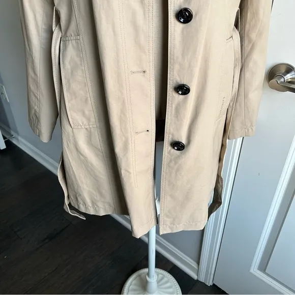 Lands' End Beige Double-Breasted Trench Coat | Size M (10/12) | Classic Staple