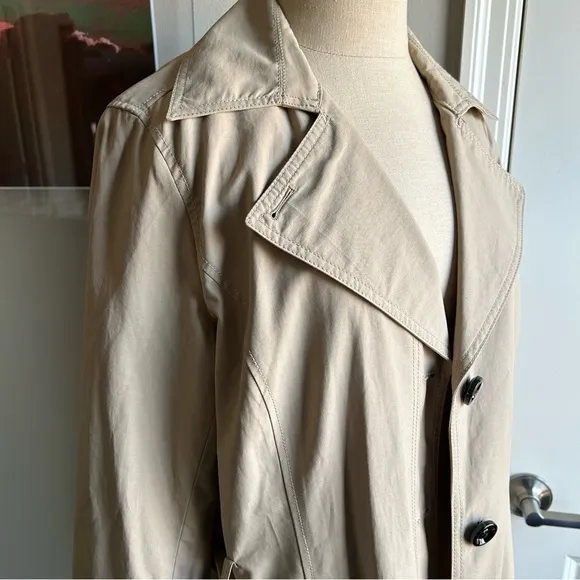 Lands' End Beige Double-Breasted Trench Coat | Size M (10/12) | Classic Staple