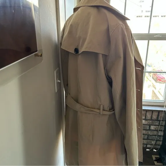 Lands' End Beige Double-Breasted Trench Coat | Size M (10/12) | Classic Staple