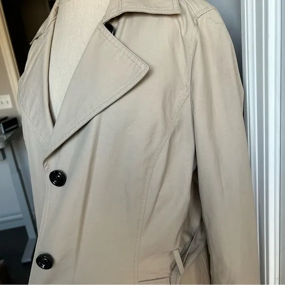 Lands' End Beige Double-Breasted Trench Coat | Size M (10/12) | Classic Staple