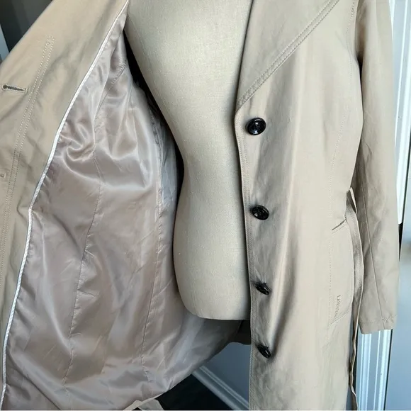 Lands' End Beige Double-Breasted Trench Coat | Size M (10/12) | Classic Staple