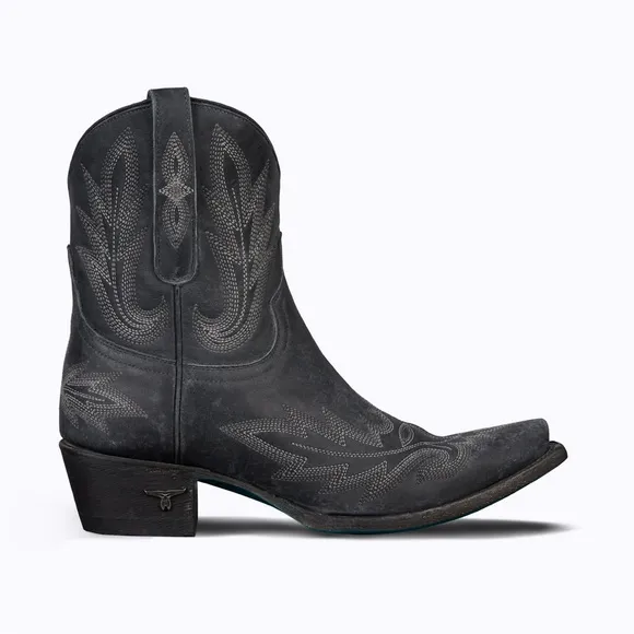 Lane Cowgirl Boots - LEXINGTON BOOTIE - DISTRESSED JET BLACK - Size 11