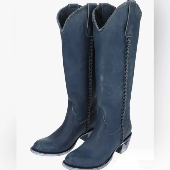 Lane Plain Jane Midnight Blue western cowgirl cowboy knee high boots size 10