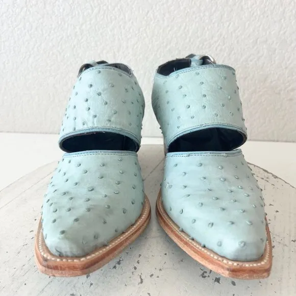 Lane Plain Jane Slingback Mule Womens 6 Blue Ostritch Cowgirl Western Boots