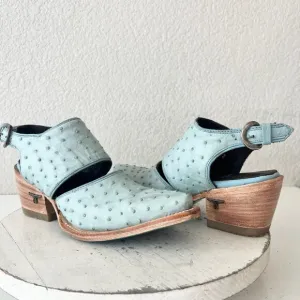 Lane Plain Jane Slingback Mule Womens 6 Blue Ostritch Cowgirl Western Boots