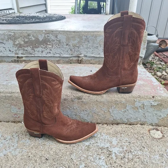 Lane Sandaga Chesnut Brown Suede  Western Cowboy Boots Size 10