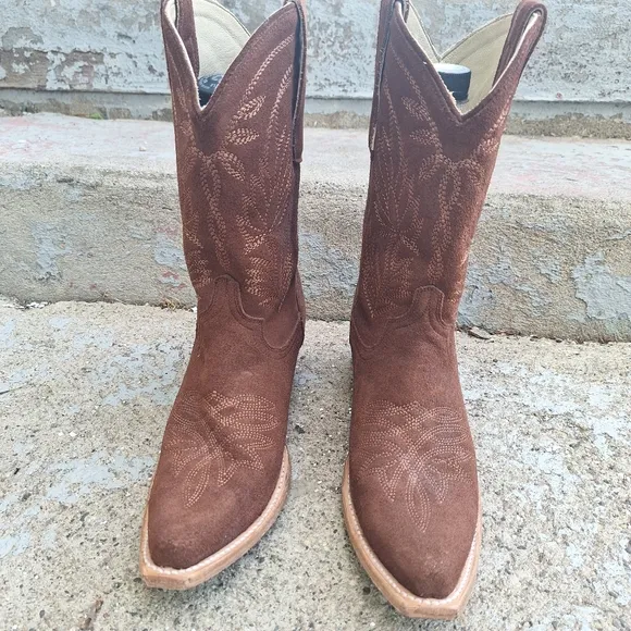 Lane Sandaga Chesnut Brown Suede  Western Cowboy Boots Size 10