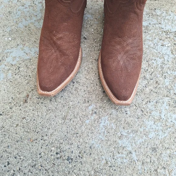 Lane Sandaga Chesnut Brown Suede  Western Cowboy Boots Size 10